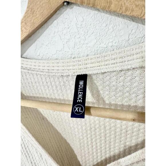 Iwollence Womens Sweater Shirt Waffle Knit Thermal Long Sleeve Tie Knot XL - Picture 4 of 15